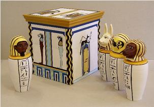 Egyptian Canopic Jars & Chest